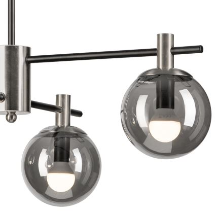 Lampadario a sospensione con supporto rigido LILOU 4xE14/5W/230V cromo opaco/fumé