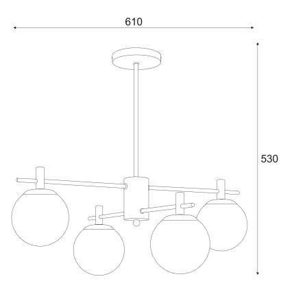 Lampadario a sospensione con supporto rigido LILOU 4xE14/5W/230V cromo opaco/fumé