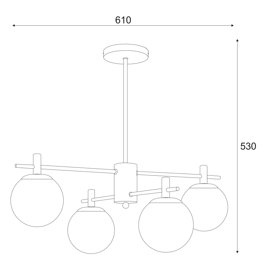Lampadario a sospensione con supporto rigido LILOU 4xE14/5W/230V cromo opaco/fumé