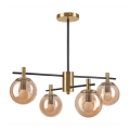 Lampadario a sospensione con supporto rigido LILOU 4xE14/5W/230V oro/nero/fumé beige