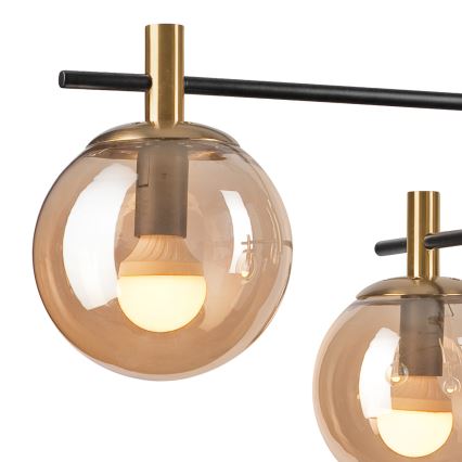 Lampadario a sospensione con supporto rigido LILOU 4xE14/5W/230V oro/nero/fumé beige