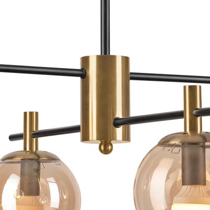 Lampadario a sospensione con supporto rigido LILOU 4xE14/5W/230V oro/nero/fumé beige
