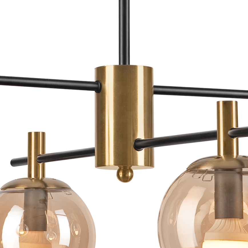 Lampadario a sospensione con supporto rigido LILOU 4xE14/5W/230V oro/nero/fumé beige