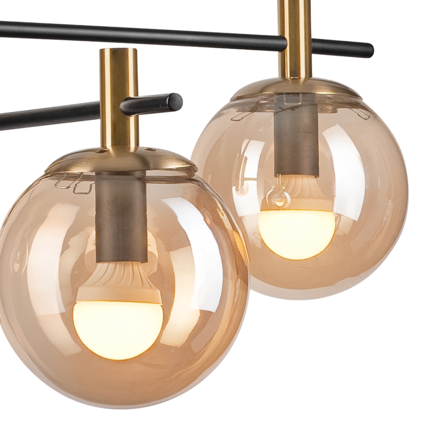Lampadario a sospensione con supporto rigido LILOU 4xE14/5W/230V oro/nero/fumé beige