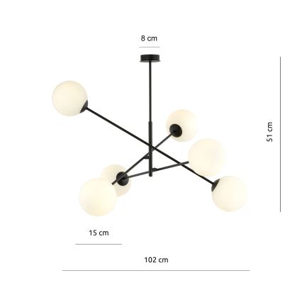 Lampadario a sospensione con supporto rigido LINEAR 6xE14/10W/230V nero/bianco