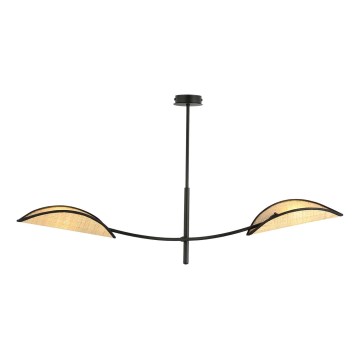 Lampadario a sospensione con supporto rigido LOTUS 2xE14/10W/230V nero/beige