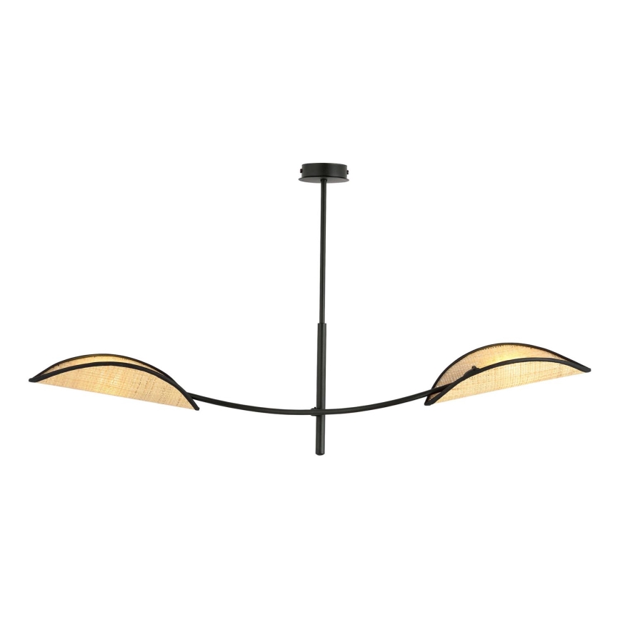 Lampadario a sospensione con supporto rigido LOTUS 2xE14/10W/230V nero/beige