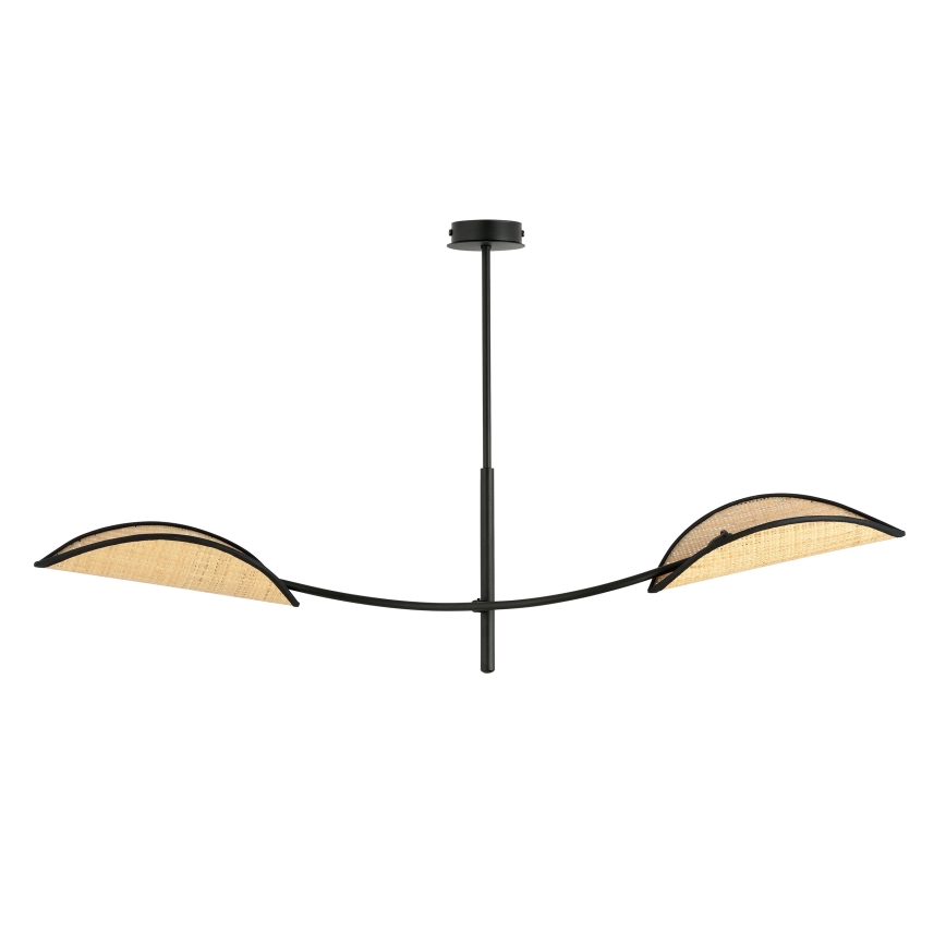Lampadario a sospensione con supporto rigido LOTUS 2xE14/10W/230V nero/beige