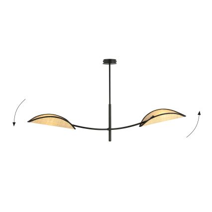 Lampadario a sospensione con supporto rigido LOTUS 2xE14/10W/230V nero/beige