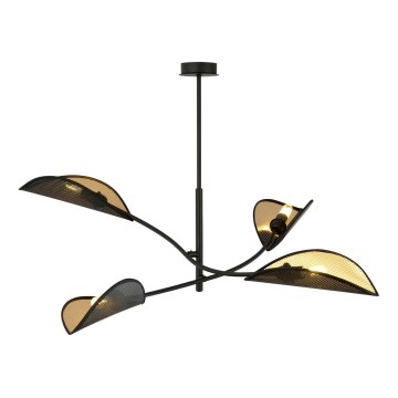 Lampadario a sospensione con supporto rigido LOTUS 4xE14/10W/230V nero/oro