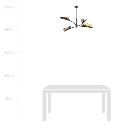 Lampadario a sospensione con supporto rigido LOTUS 4xE14/10W/230V nero/oro