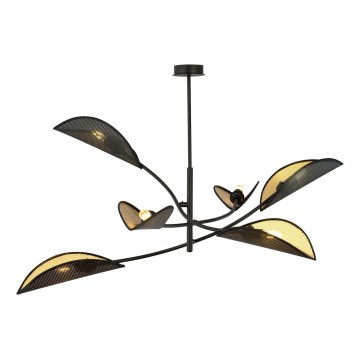 Lampadario a sospensione con supporto rigido LOTUS 6xE14/10W/230V nero/oro