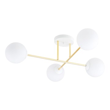 Lampadario a sospensione con supporto rigido MAGNUM 4xE14/10W/230V bianco/oro