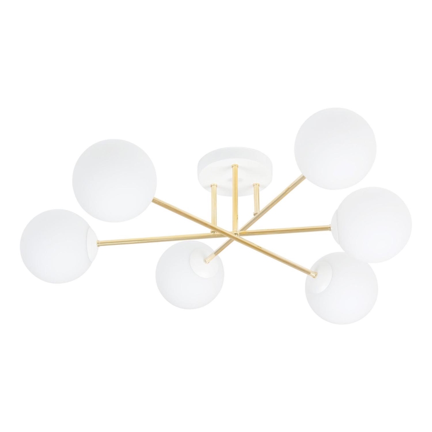 Lampadario a sospensione con supporto rigido MAGNUM 6xE14/10W/230V bianco/oro