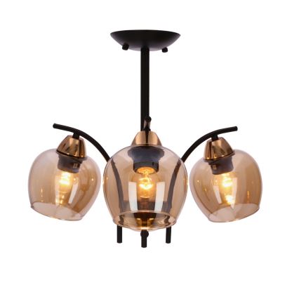 Lampadario a sospensione con supporto rigido MERRA 3xE27/40W/230V nero/beige