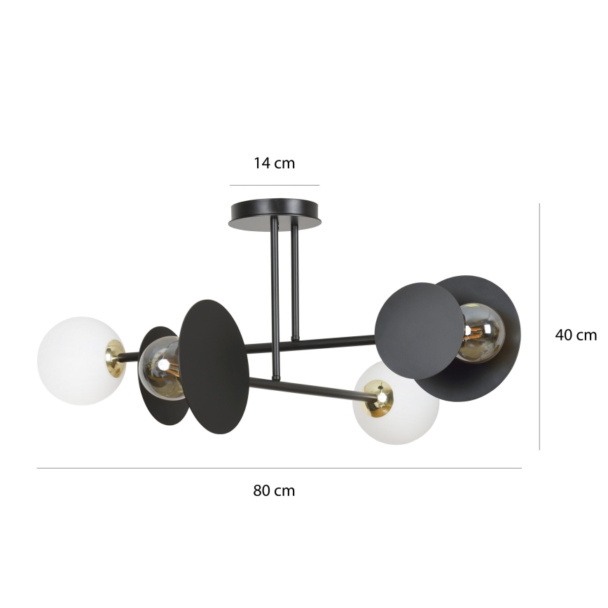 Lampadario a sospensione con supporto rigido MINERVA 2xE27/15W + 2xE14/10W/230V nero