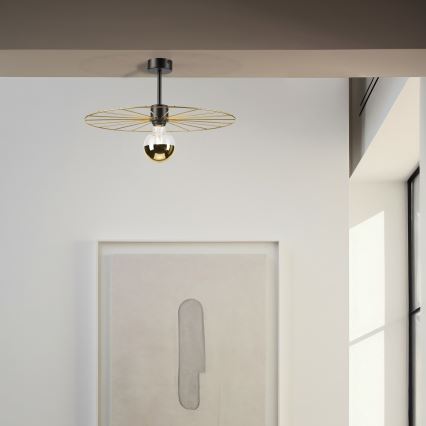 Lampadario a sospensione con supporto rigido MONTANA 1xE27/15W/230V diametro 45 cm oro/nero