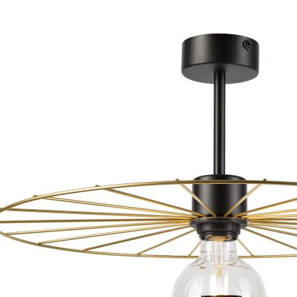 Lampadario a sospensione con supporto rigido MONTANA 1xE27/15W/230V diametro 45 cm oro/nero