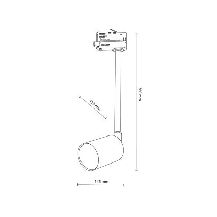 Lampadario a sospensione con supporto rigido per sistema a binario trifase TOP 1xGU10/8W/230V bianco