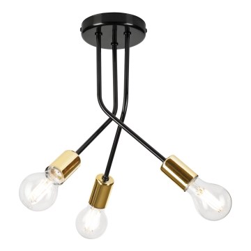 Lampadario a sospensione con supporto rigido PRIYA 3xE27/15W/230V nero