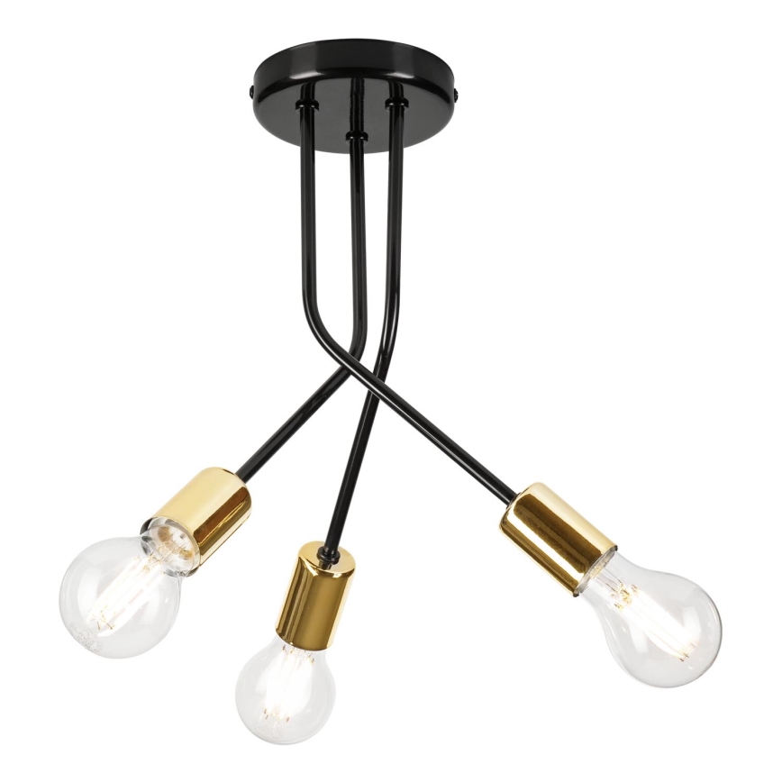 Lampadario a sospensione con supporto rigido PRIYA 3xE27/15W/230V nero