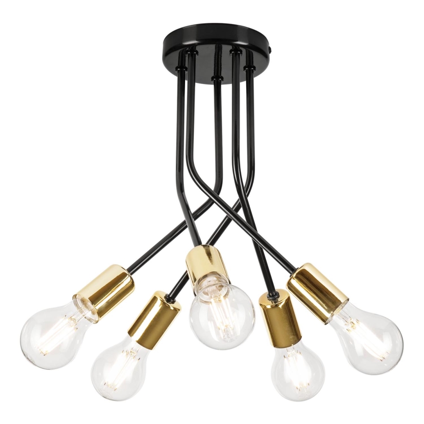 Lampadario a sospensione con supporto rigido PRIYA 5xE27/15W/230V nero