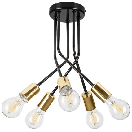 Lampadario a sospensione con supporto rigido PRIYA 5xE27/15W/230V nero