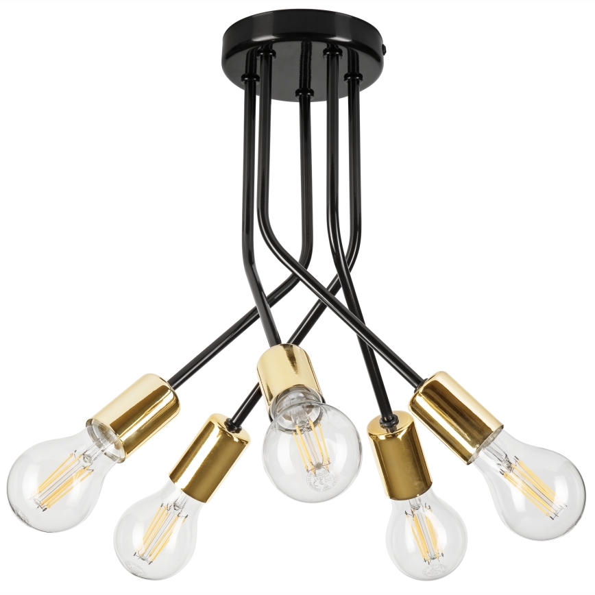Lampadario a sospensione con supporto rigido PRIYA 5xE27/15W/230V nero