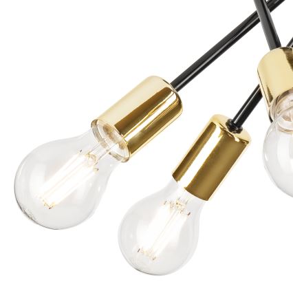 Lampadario a sospensione con supporto rigido PRIYA 5xE27/15W/230V nero