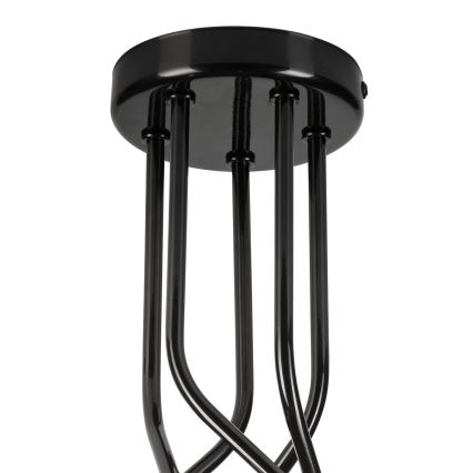 Lampadario a sospensione con supporto rigido PRIYA 5xE27/15W/230V nero