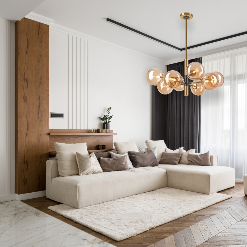 Lampadario a sospensione con supporto rigido ROLLO 8xG9/5W/230V oro/fumé beige