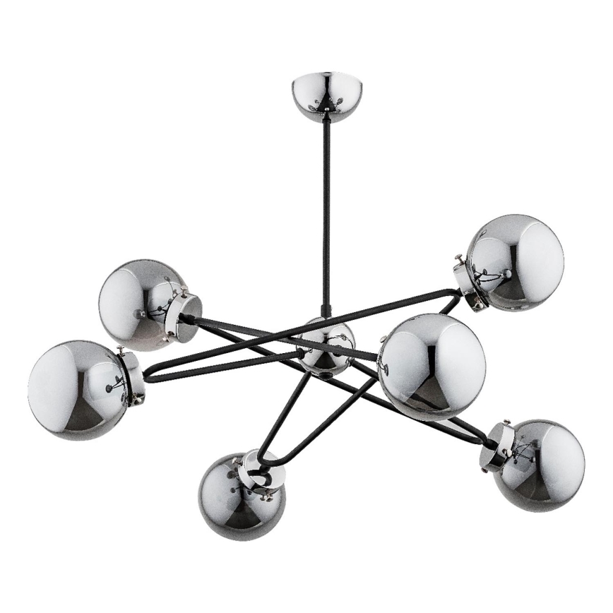 Lampadario a sospensione con supporto rigido SAGITO 6xE14/10W/230V cromo lucido