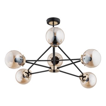 Lampadario a sospensione con supporto rigido SAGITO 6xE14/10W/230V oro