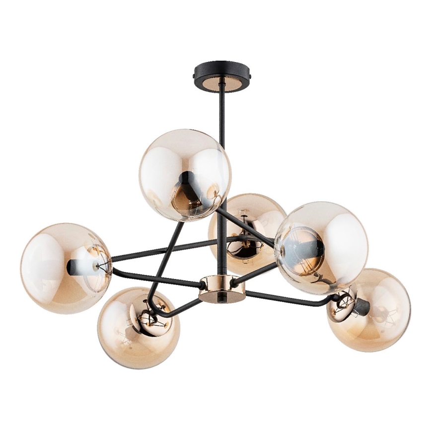 Lampadario a sospensione con supporto rigido SAGITO 6xE14/10W/230V oro