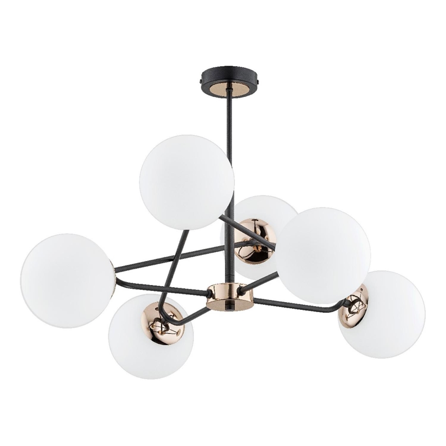 Lampadario a sospensione con supporto rigido SAGITO 6xE14/10W/230V oro