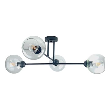 Lampadario a sospensione con supporto rigido VASCO 4xE27/60W/230V nero/limpido