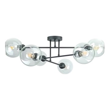 Lampadario a sospensione con supporto rigido VASCO 6xE27/60W/230V nero/limpido