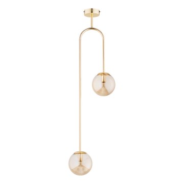 Lampadario a sospensione con supporto rigido VECTOR 2xE14/10W/230V oro