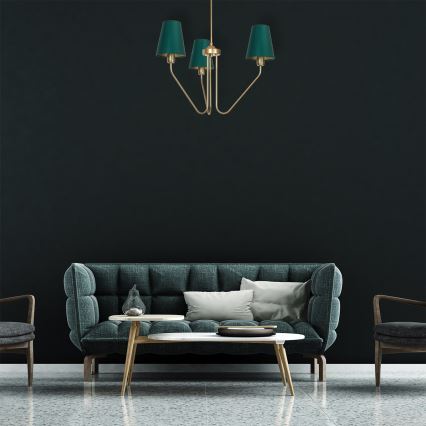Lampadario a sospensione con supporto rigido VICTORIA 3xE27/60W/230V verde