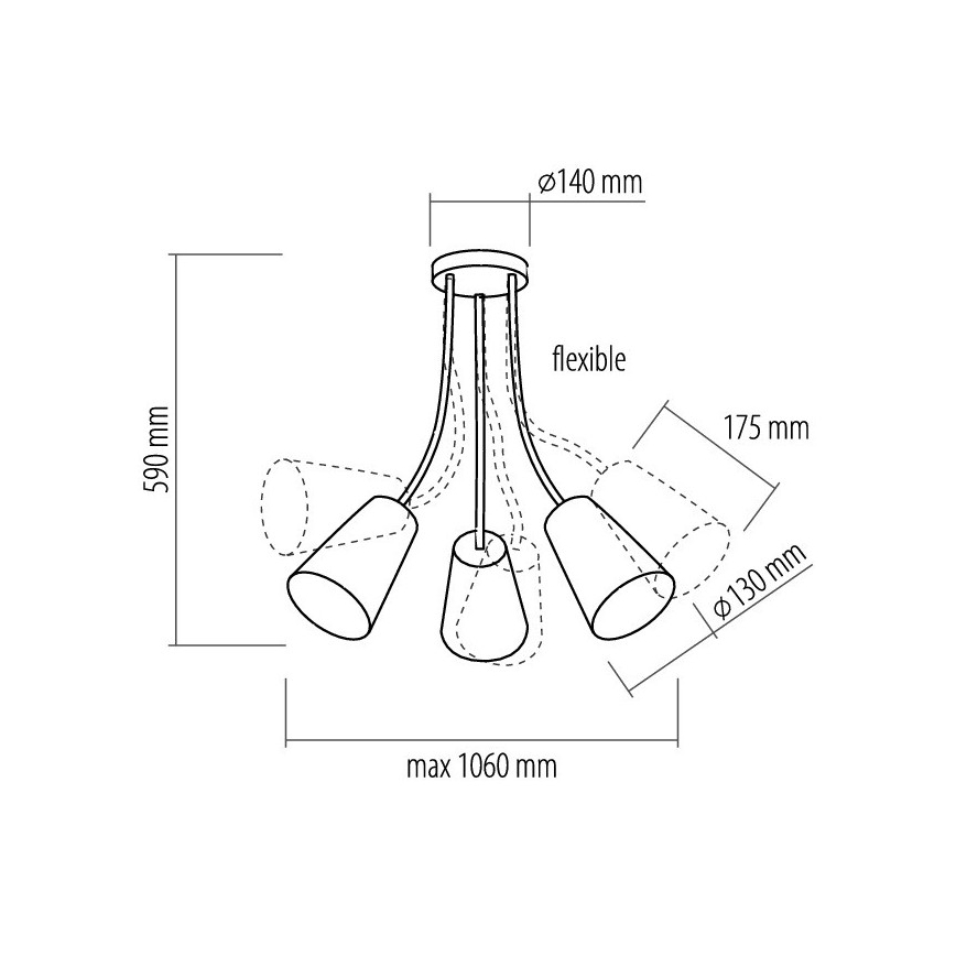 Lampadario a sospensione con supporto rigido WIRE COLOUR 3xE27/60W/230V