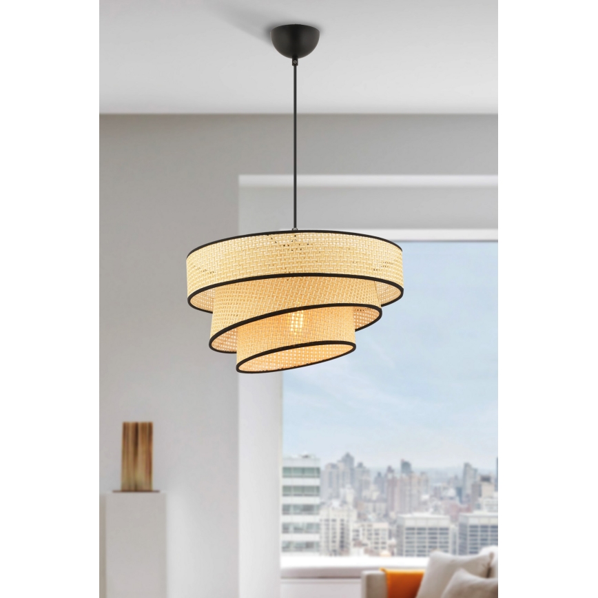 Lampadario a sospensione COUPER 1xE27/60W/230V beige/nero