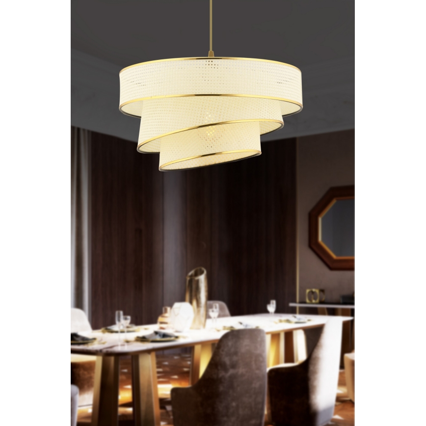 Lampadario a sospensione COUPER 1xE27/60W/230V bianco/oro