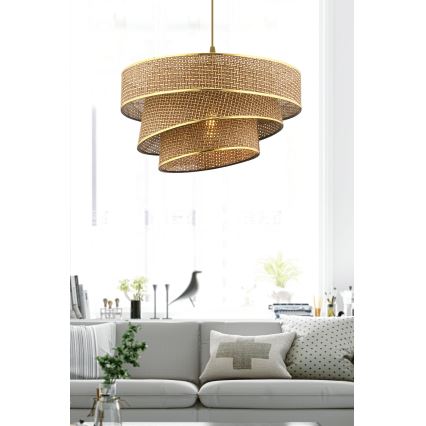 Lampadario a sospensione COUPER 1xE27/60W/230V marrone/oro