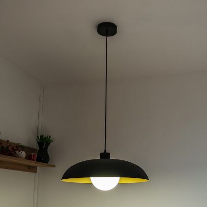 Lampadario a sospensione ECLIPSE 1xE27/15W/230V nero/oro