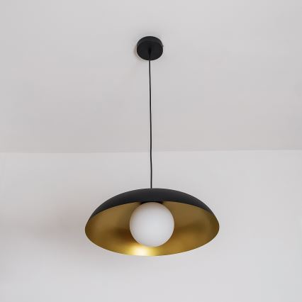 Lampadario a sospensione ECLIPSE 1xE27/15W/230V nero/oro