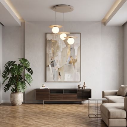 Lampadario a sospensione FLAT 3xE27/15W/230V beige