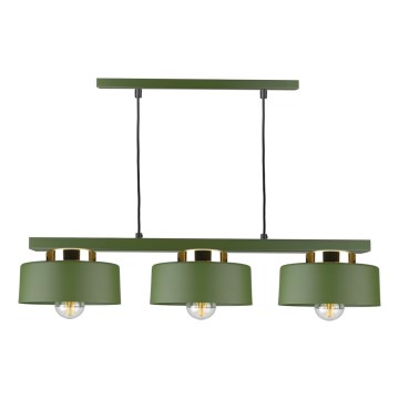 Lampadario a sospensione IGNIA 3xE27/60W/230V verde/oro