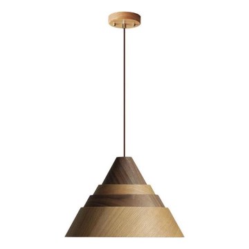 Lampadario a sospensione in legno con cavo 1xE27/60W/230V Ø 33 cm massello/rovere/noce/legno di caucciù