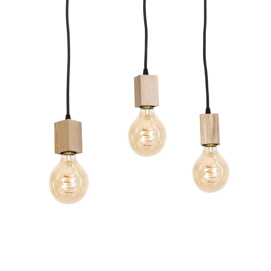 Lampadario a sospensione JACK 3xE27/40W/230V legno naturale