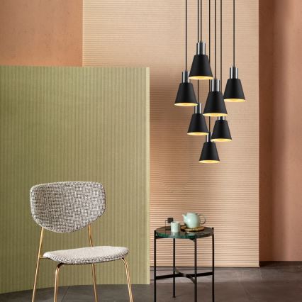 Lampadario a sospensione KEM 7xE27/40W/230V nero